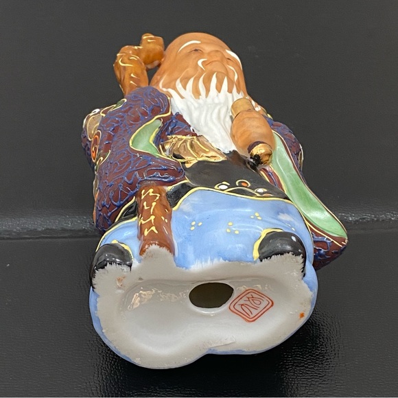 Vintage Signed Kutani Fukurokuju God Of Longevity & Wisdom 6” Porcelain Figurine - Picture 10 of 14